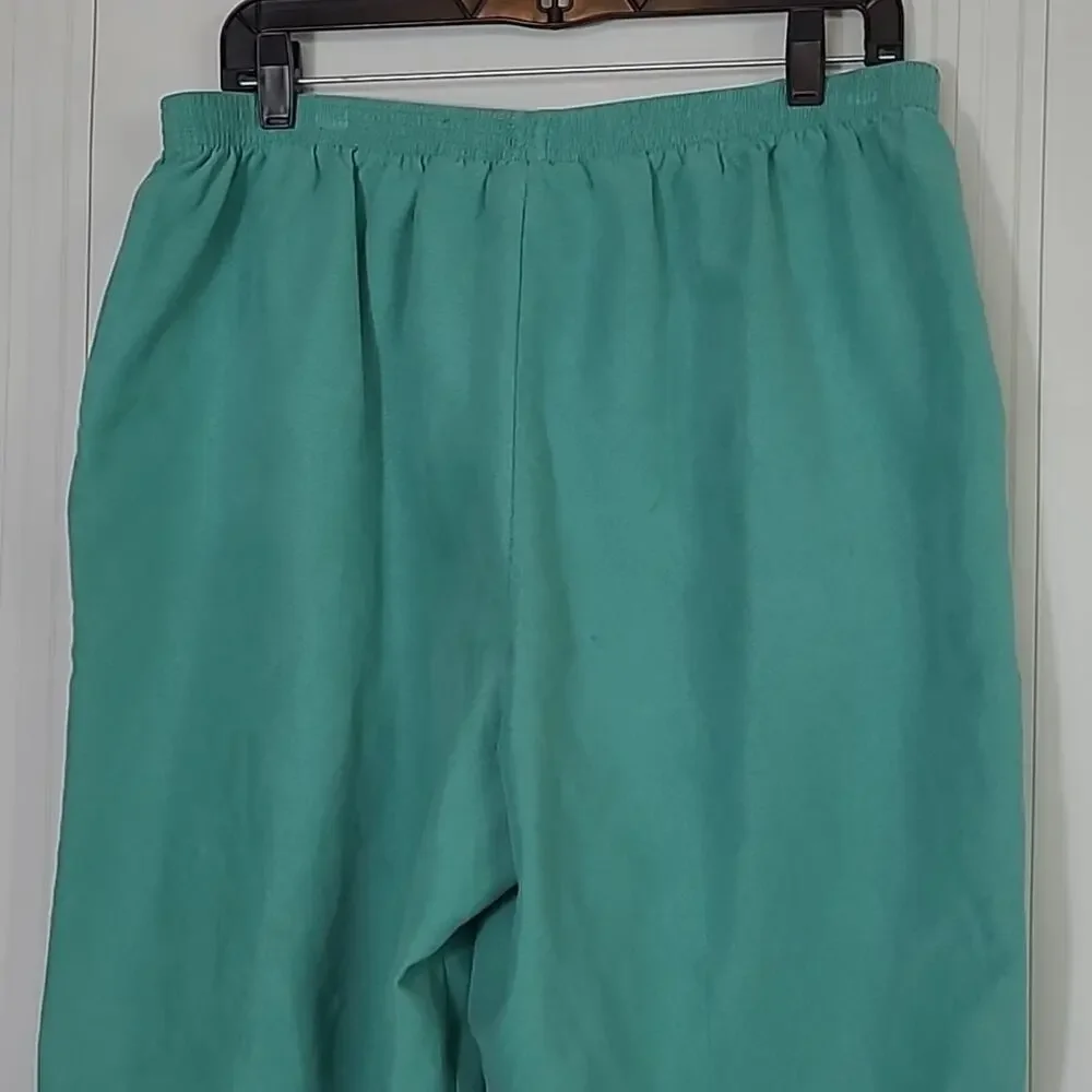 Alfred Dunner SZ 18 Pants Green Pull On Elastic High Waist Granny Core *FLAW* - Picture 5 of 10